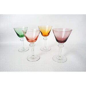 4 Vintage Cocktail Glasses Wine Liquor Glasses Barware